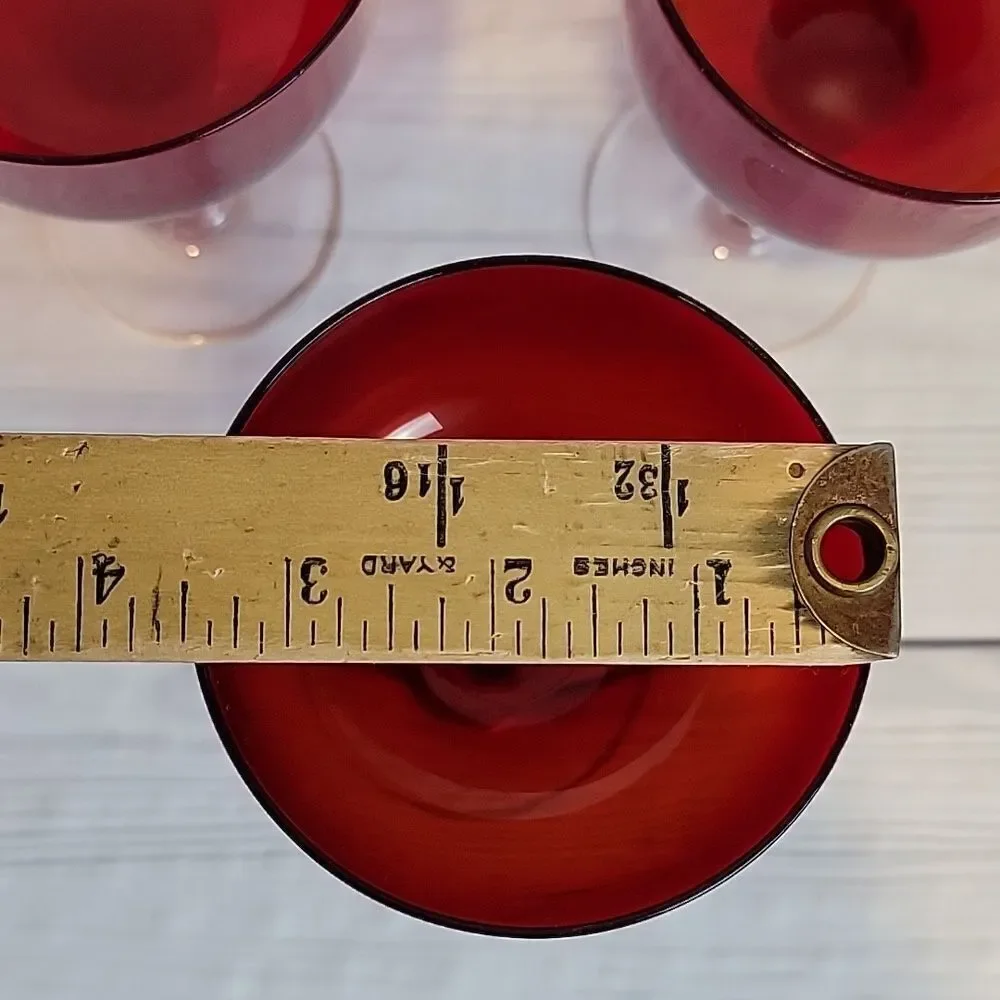 Colony glass Saturn pattern red clear twist stem Set of 12 sherbert glasses